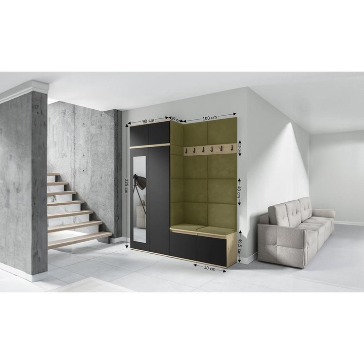 Cuier Hol Max 19 Culoare Verde iarba cu Artisan 200x225x40 cm