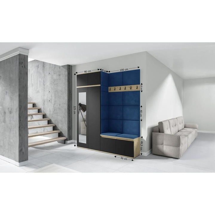 Cuier Hol Max 19 Culoare Albastru cu Artisan 200x225x40 cm