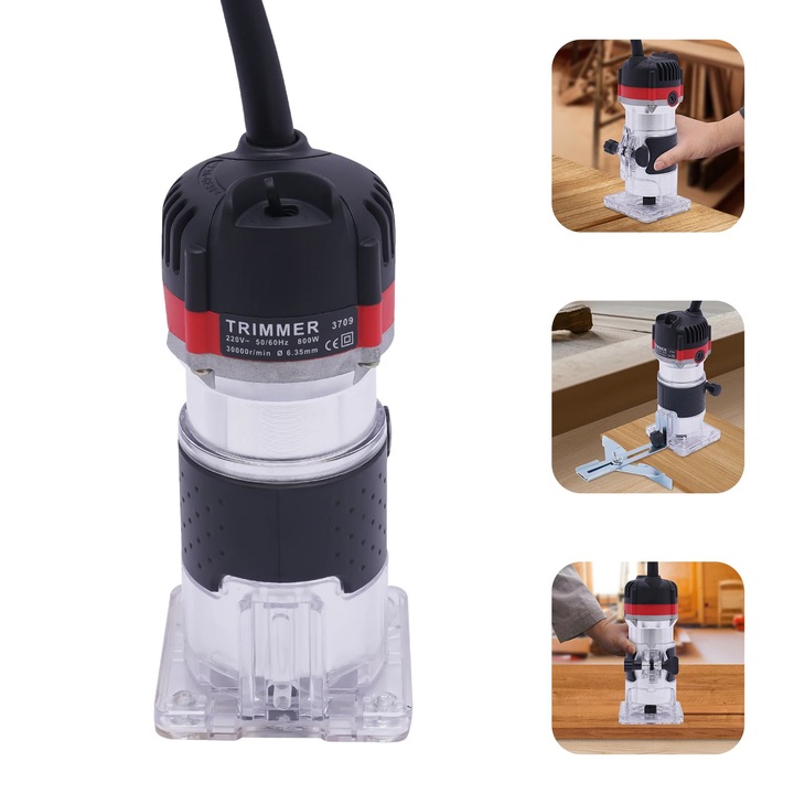Trimmer electric pentru lemn, 800W, negru, dimensiuni 86x78x197mm