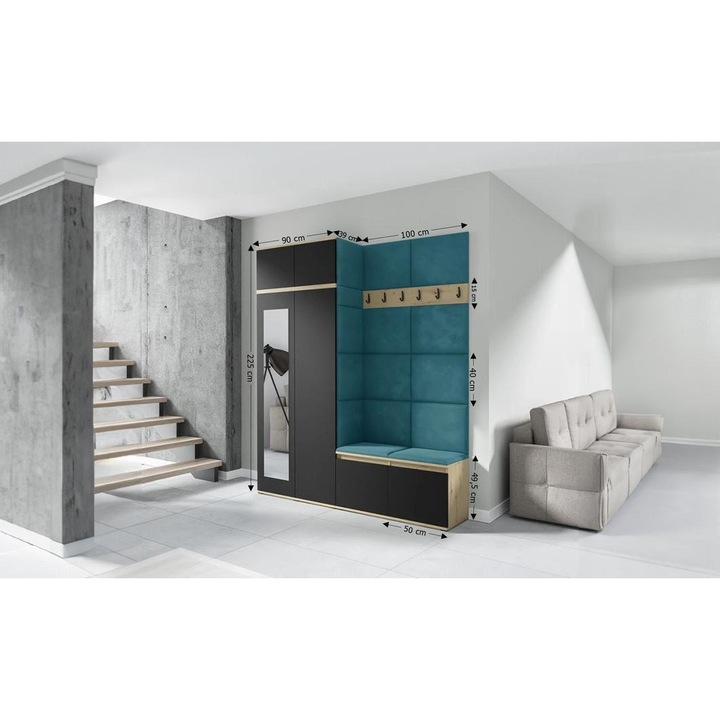 Cuier Hol Max 19 Culoare Albastru deshcis cu Artisan 200x225x40 cm