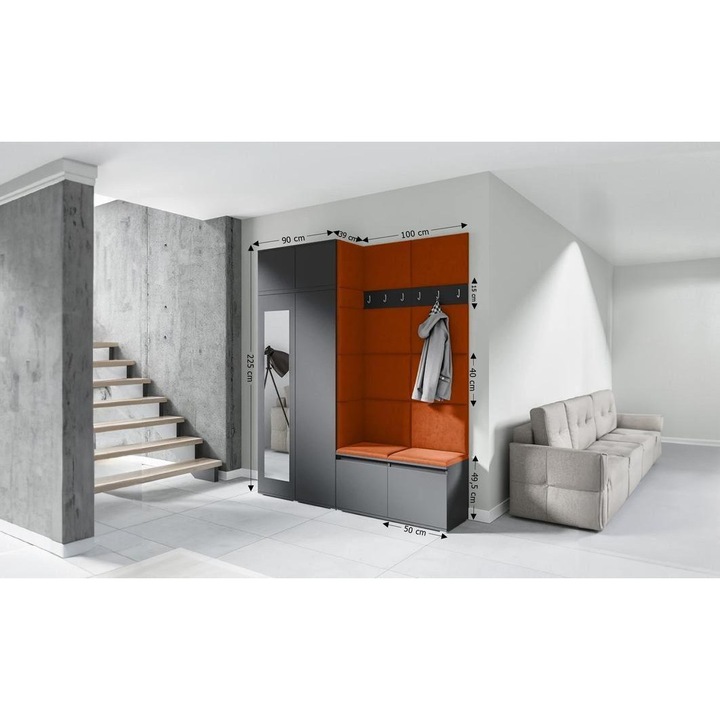 Cuier Hol Max 19 Culoare Bronz cu Grafit 200x225x40 cm