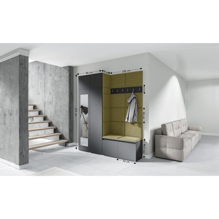 Cuier Hol Max 19 Culoare Verde iarba cu Grafit 200x225x40 cm