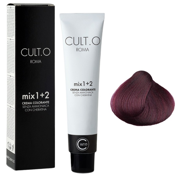 Professzionális tartós hajfesték - 5.2 világos gesztenyebarna ibolya (rézvörös és ibolya) árnyalat 60ml, mix 1+2, Faipa Professional Romania