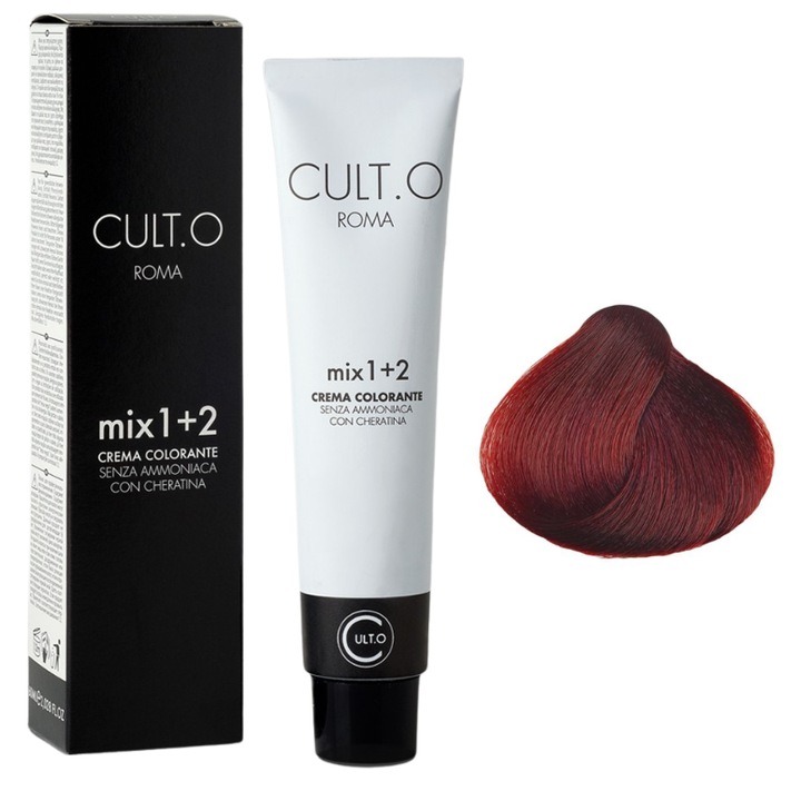 Professzionális tartós hajfesték - 6.66 intenzív vörös sötétszőke árnyalat (Aramiu&Vörös&Ibolya) 60ml, 1+2 keverési arány, Cult.O, Faipa Professional Romania