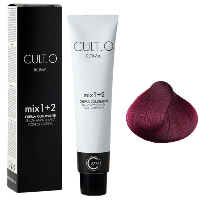 Professzionális tartós hajfesték - 7.2 ibolya szőke árnyalat (réz&vörös&ibolya) 60ml, 1+2 keverési arány, Cult.O, Faipa Professional Romania