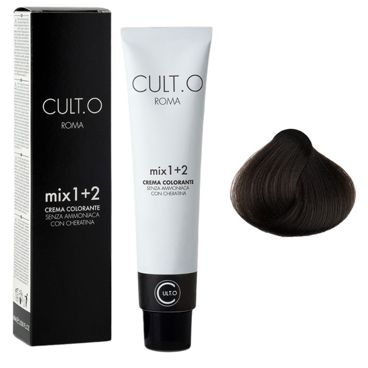 Professzionális tartós hajfesték - 3 sötétbarna árnyalat (Natural) 60 ml mix 1:2, Cult.O, Faipa