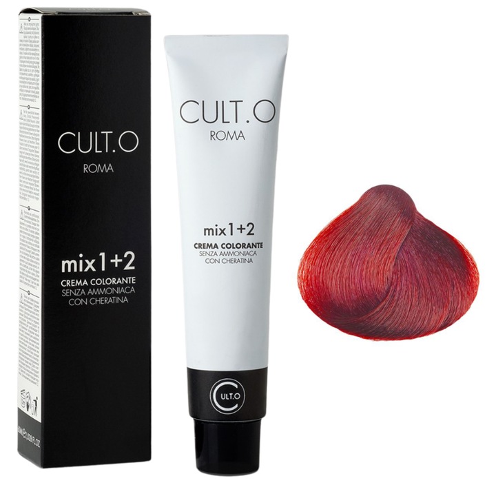 Professzionális tartós hajfesték - 8.66 világos szőke intenzív vörös árnyalat (Rézvörös&Vörös&Ibolya) 60ml, 1+2 keverési arány, Cult.O, Faipa Professional Romania