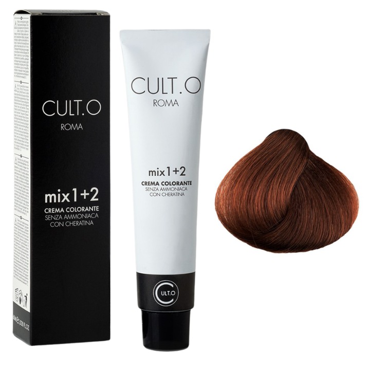 Professzionális tartós hajfesték - 6.44 sötétszőke intenzív rézvörös árnyalat (Réz&Vörös&Ibolya) 60ml, mix 1+2, Cult.O, Faipa Professional Románia