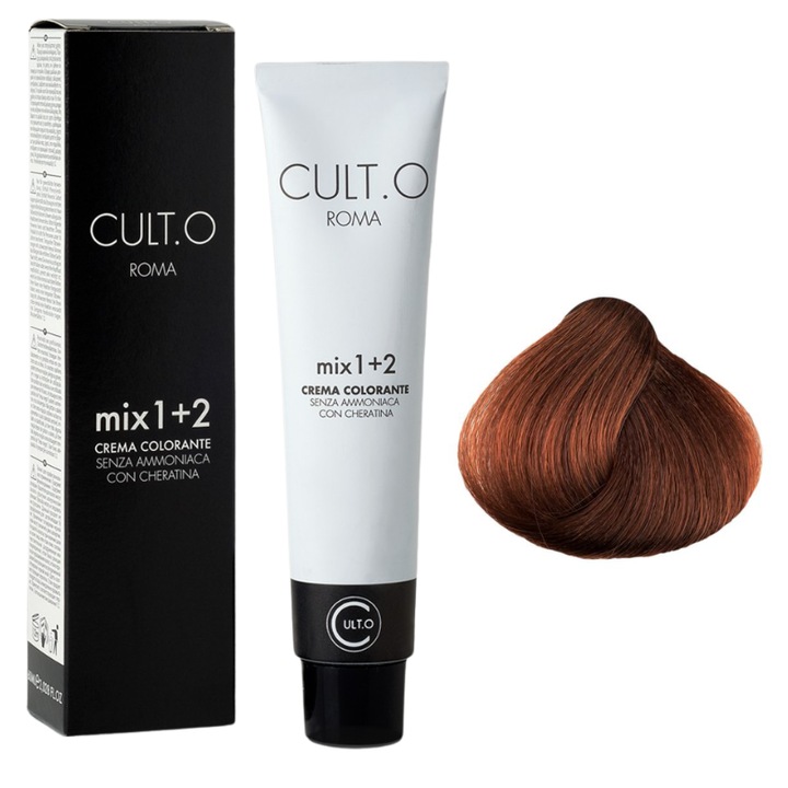 Professzionális tartós hajfesték - 8.44 intenzív rézvörös világos szőke árnyalat (Réz&Vörös&Ibolya) 60ml, 1+2 keverési arány, Cult.O, Faipa Professional Románia