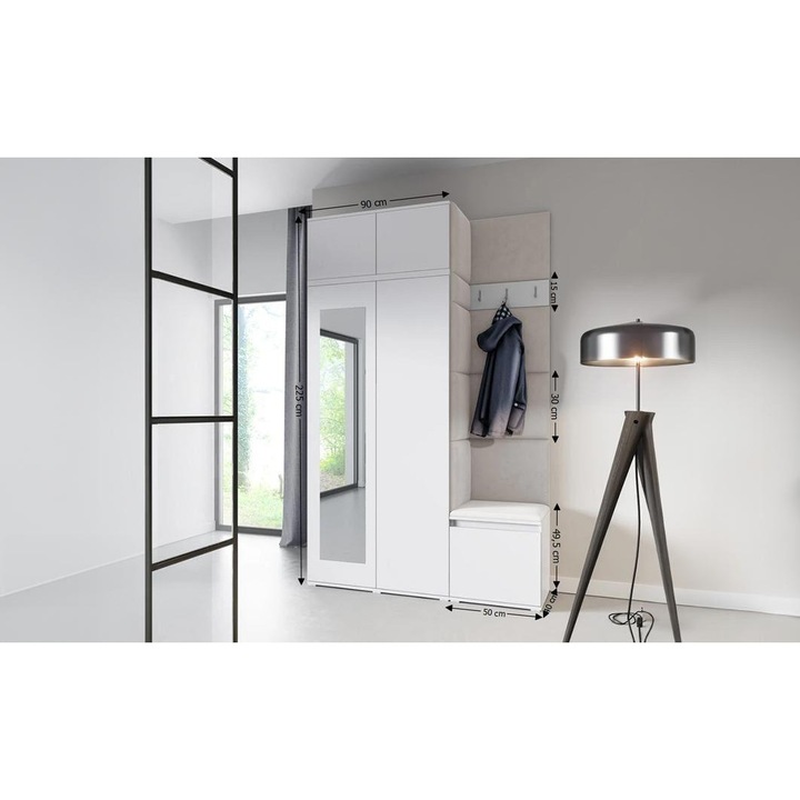 Cuier Hol Max 20 Culoare Crem cu Alb 140x225x40 cm