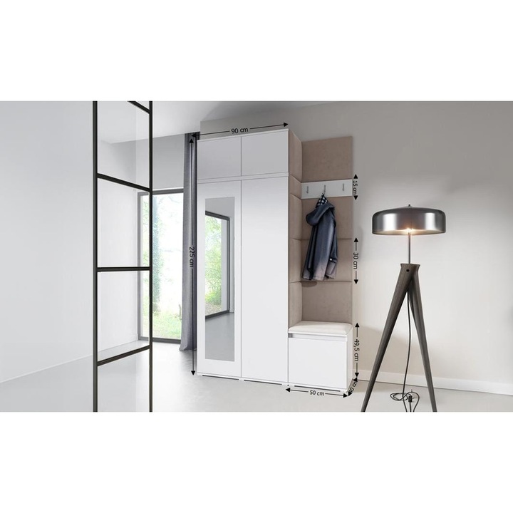 Cuier Hol Max 20 Culoare Gri antracit cu Alb 140x225x40 cm