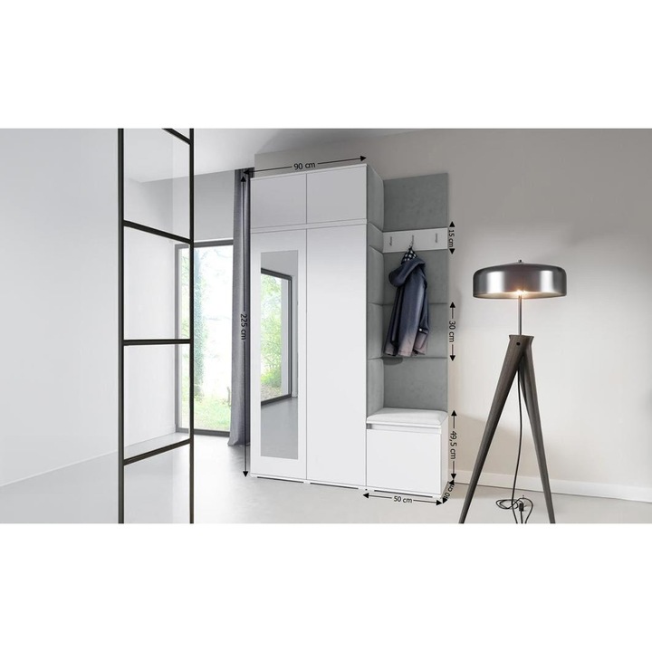 Cuier Hol Max 20 Culoare Gri cu Alb 140x225x40 cm