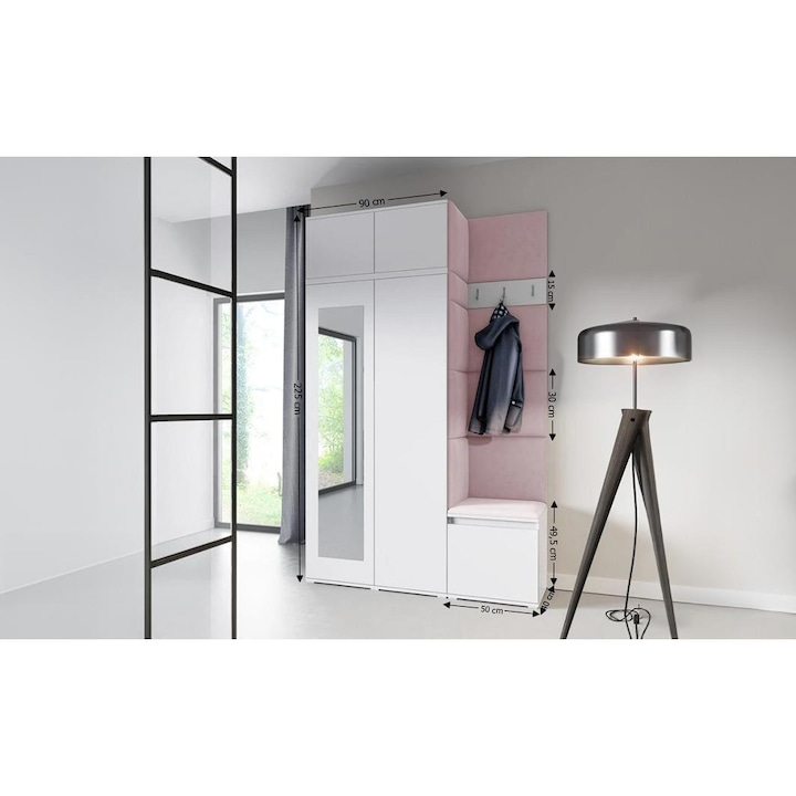 Cuier Hol Max 20 Culoare Roz pal cu Alb 140x225x40 cm