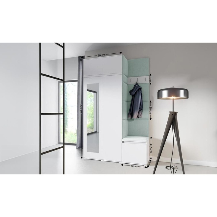 Cuier Hol Max 20 Culoare Verde menta cu Alb 140x225x40 cm