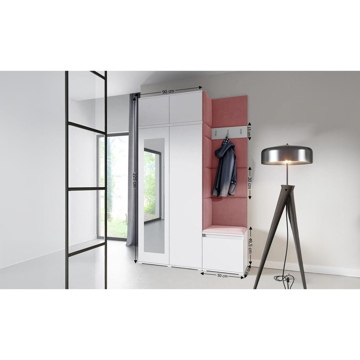 Cuier Hol Max 20 Culoare Rose cu Alb 140x225x40 cm