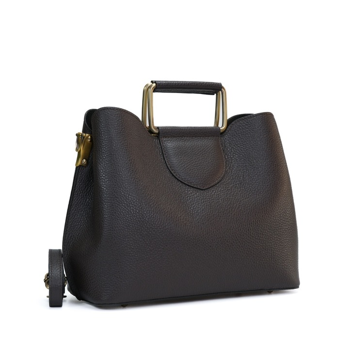 Poseta Piele Lora - Maro Inchis, Geanta Casual din Piele Naturala, Geanta, Genti