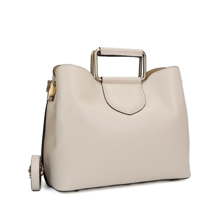 Poseta Piele Lora - Bej, Geanta Casual din Piele Naturala, Geanta, Genti