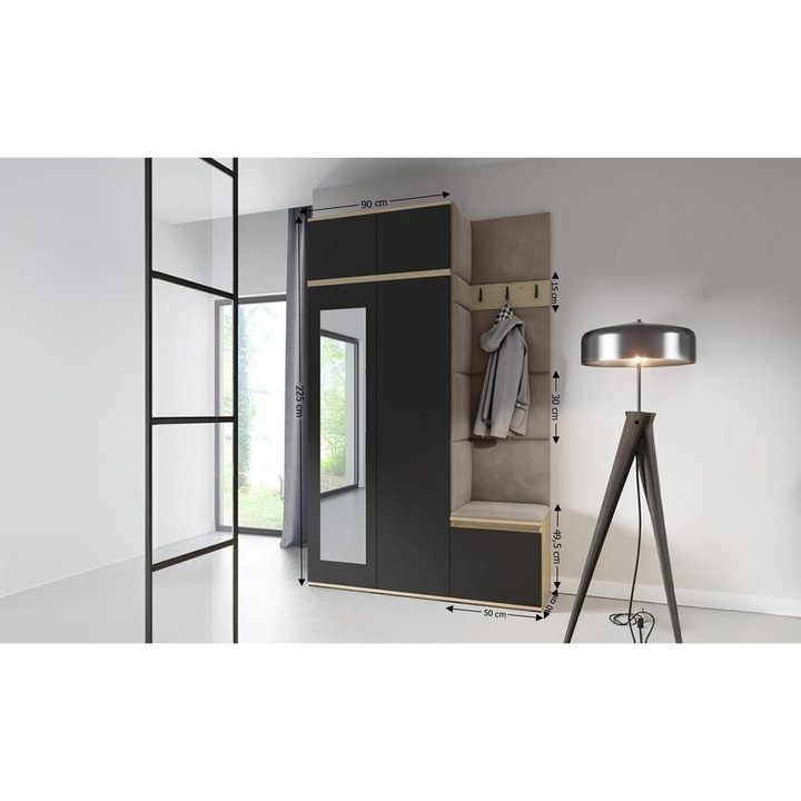 Cuier Hol Max 20 Culoare Gri antracit cu Artisan 140x225x40 cm