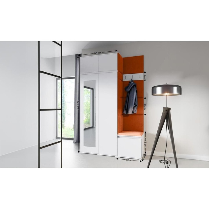 Cuier Hol Max 20 Culoare Bronz cu Alb 140x225x40 cm