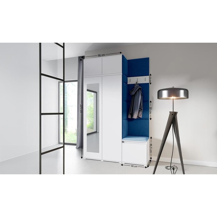 Cuier Hol Max 20 Culoare Albastru cu Alb 140x225x40 cm