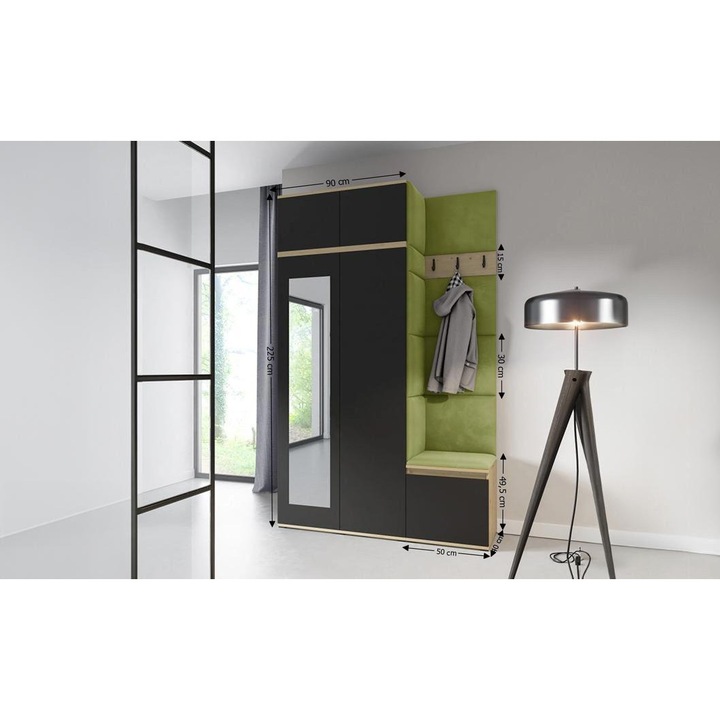 Cuier Hol Max 20 Culoare Verde cu Artisan 140x225x40 cm