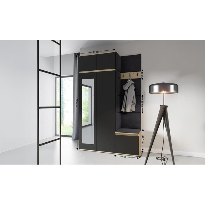 Cuier Hol Max 20 Culoare Negru cu Artisan 140x225x40 cm