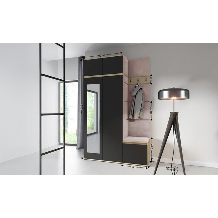 Cuier Hol Max 20 Culoare Roz pal cu Artisan 140x225x40 cm