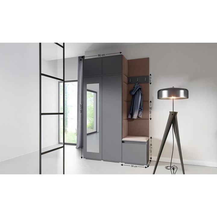 Cuier Hol Max 20 Culoare Maro cu Grafit 140x225x40 cm