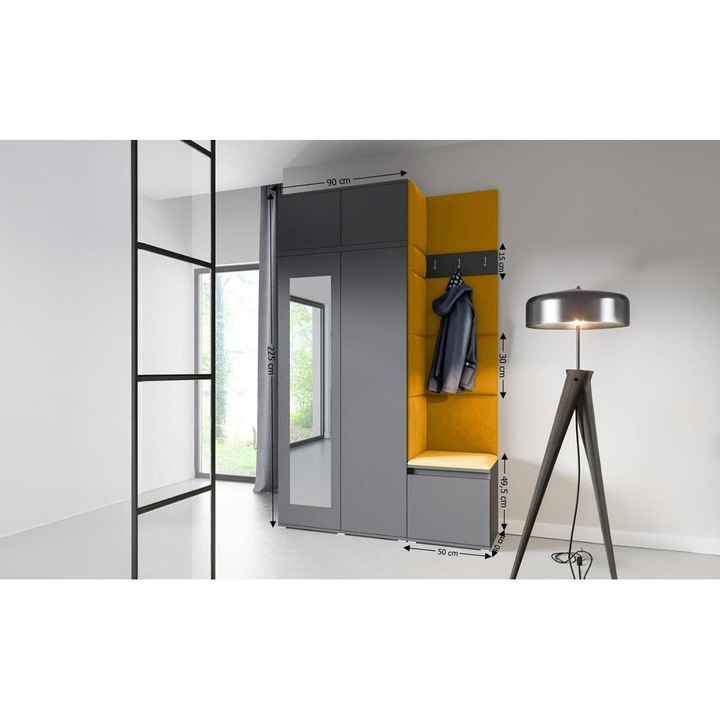 Cuier Hol Max 20 Culoare Galben mustar cu Grafit 140x225x40 cm