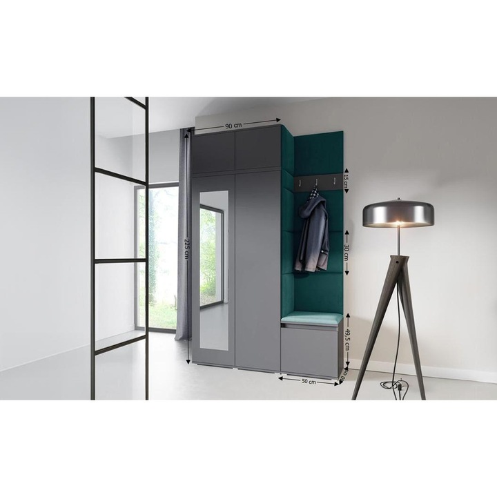 Cuier Hol Max 20 Culoare Verde inchis cu Grafit 140x225x40 cm