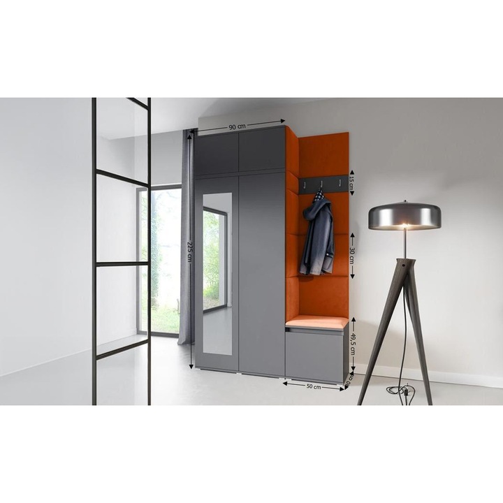 Cuier Hol Max 20 Culoare Bronz cu Grafit 140x225x40 cm