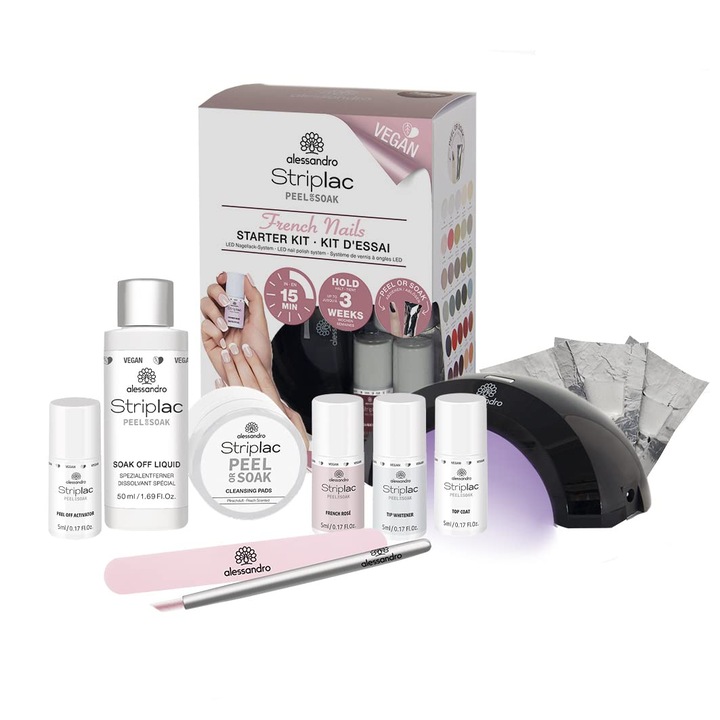 Oja semipermanentă Alessandro Striplac Peel Or Soak, set, Vegan, French Rose