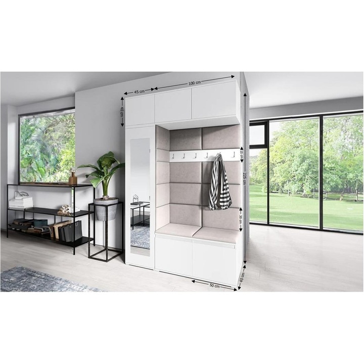 Cuier Hol Max 21 Culoare Bej cu Alb 145x225x40 cm