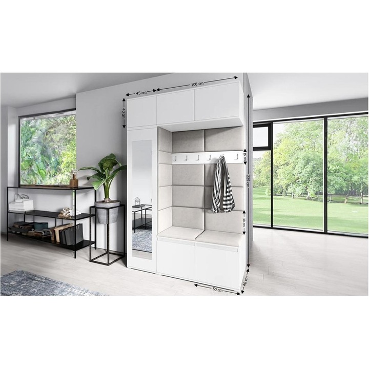 Cuier Hol Max 21 Culoare Crem cu Alb 145x225x40 cm