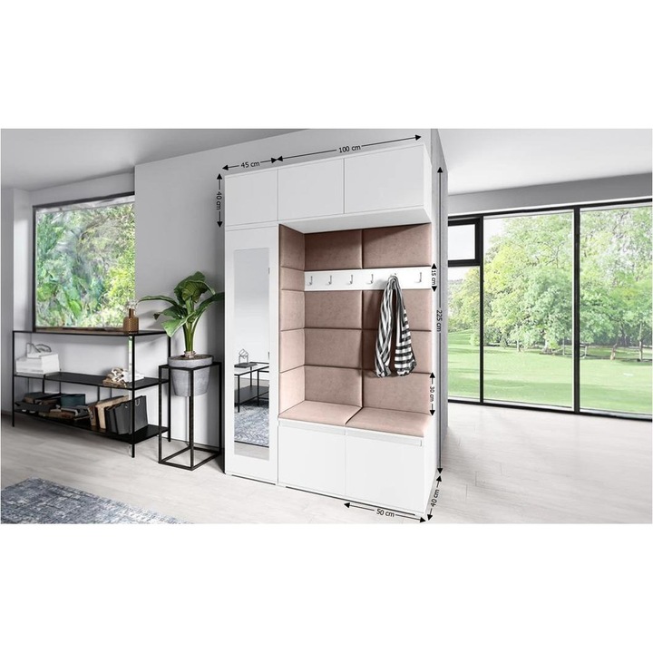 Cuier Hol Max 21 Culoare Maro cu Alb 145x225x40 cm