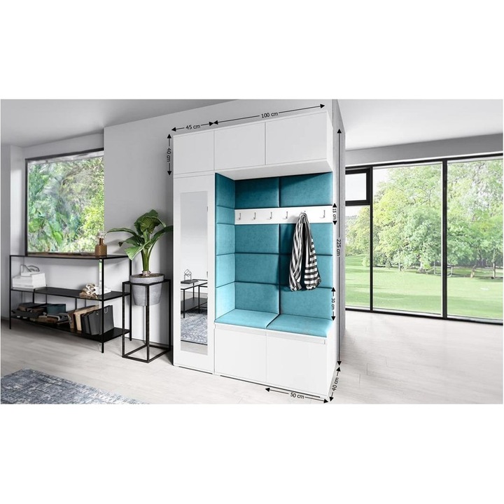 Cuier Hol Max 21 Culoare Albastru deshcis cu Alb 145x225x40 cm