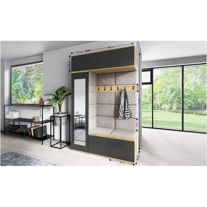 Cuier Hol Max 21 Culoare Crem cu Artisan 145x225x40 cm