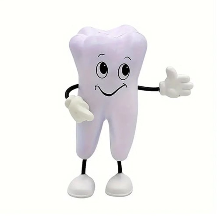 Jucărie educațională dinte cu membre, material sintetic, dimensiuni 12x6cm, potrivită pentru copii 3 ani