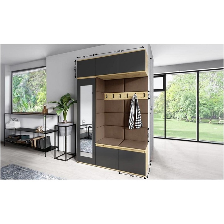 Cuier Hol Max 21 Culoare Maro cu Artisan 145x225x40 cm