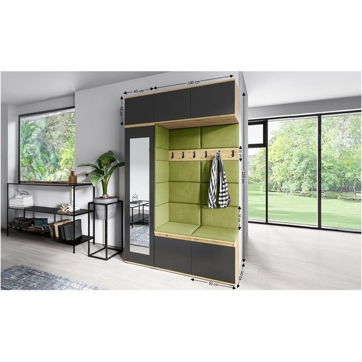 Cuier Hol Max 21 Culoare Verde cu Artisan 145x225x40 cm