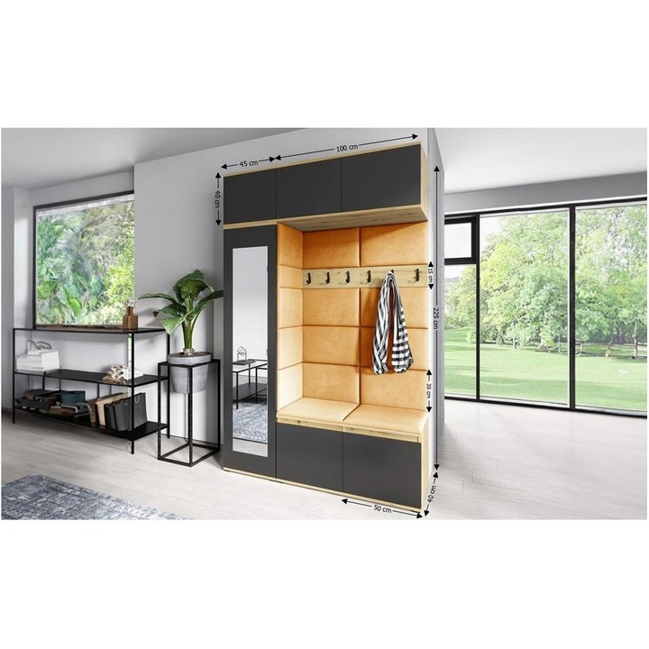 Cuier Hol Max 21 Culoare Galben mustar cu Artisan 145x225x40 cm