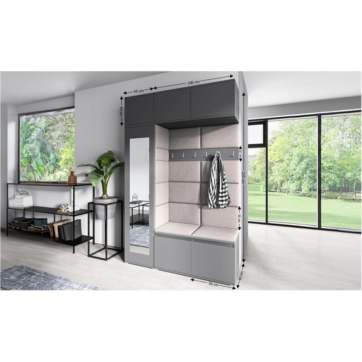 Cuier Hol Max 21 Culoare Bej cu Grafit 145x225x40 cm