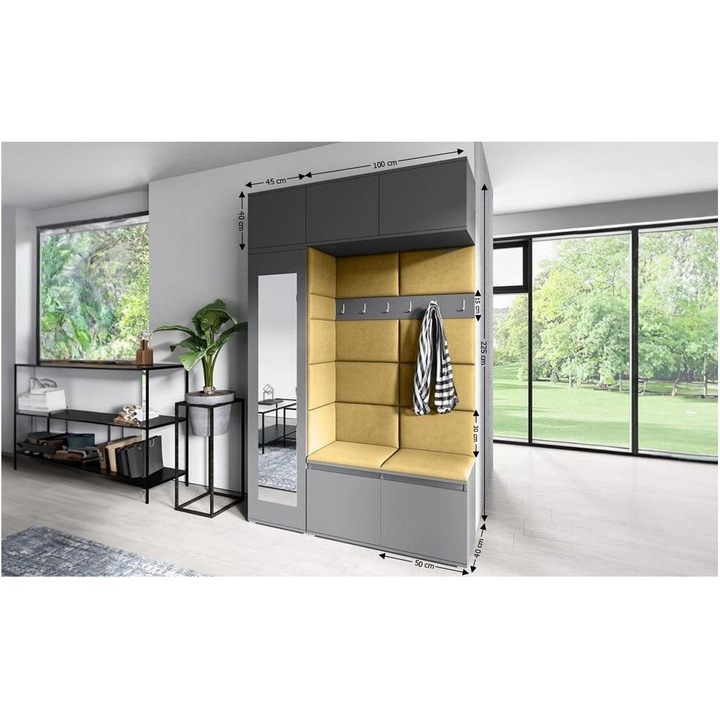 Cuier Hol Max 21 Culoare Galben cu Grafit 145x225x40 cm