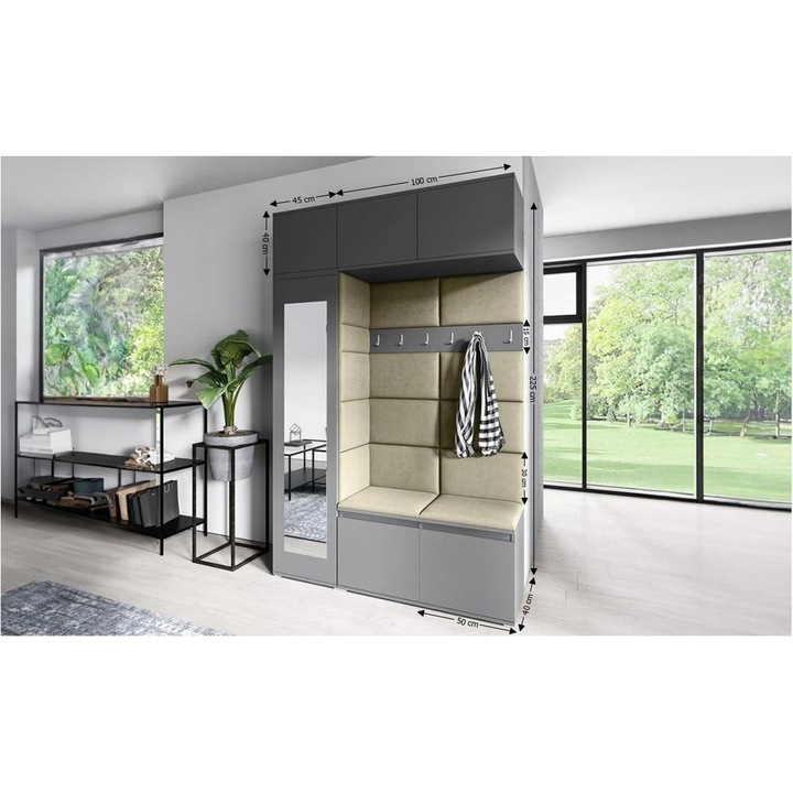 Cuier Hol Max 21 Culoare Verde iarba cu Grafit 145x225x40 cm