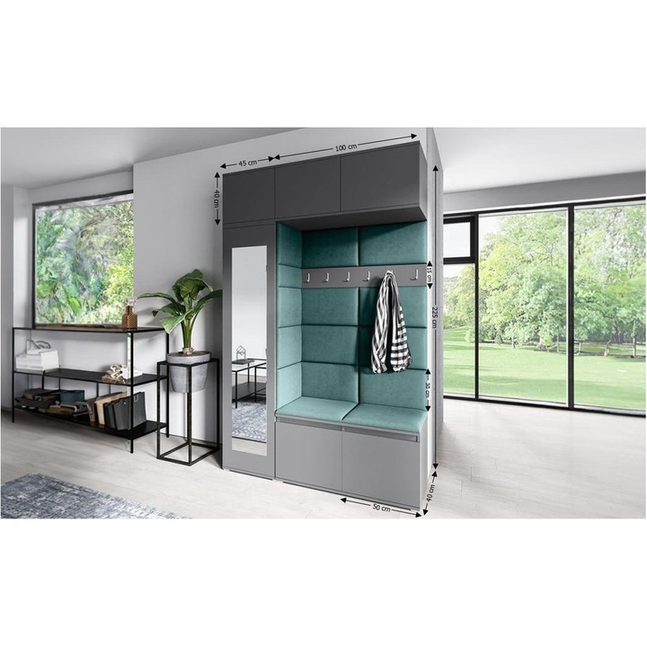 Cuier Hol Max 21 Culoare Verde inchis cu Grafit 145x225x40 cm