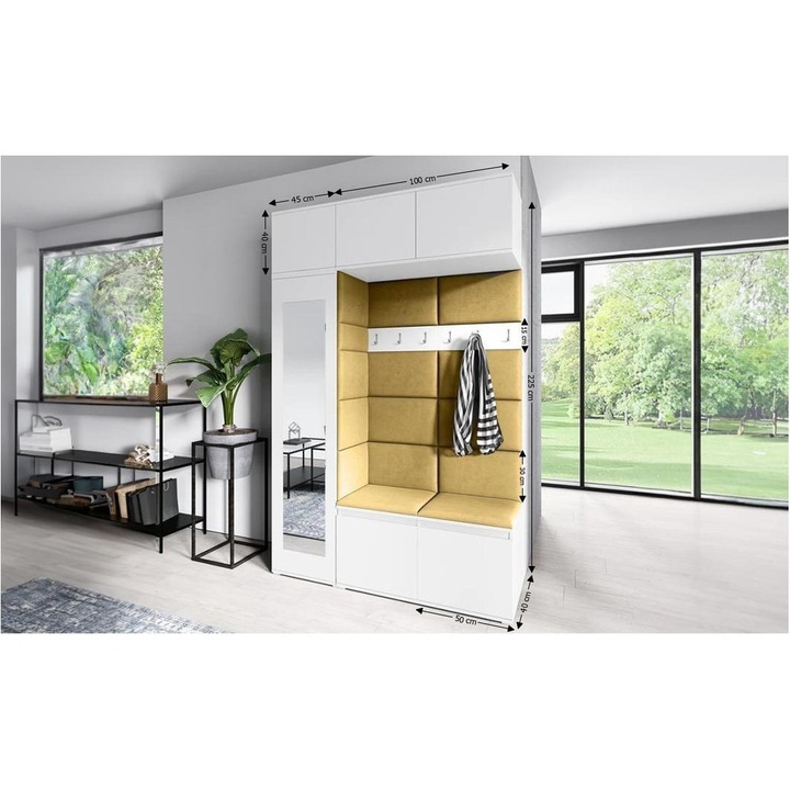 Cuier Hol Max 21 Culoare Galben cu Alb 145x225x40 cm