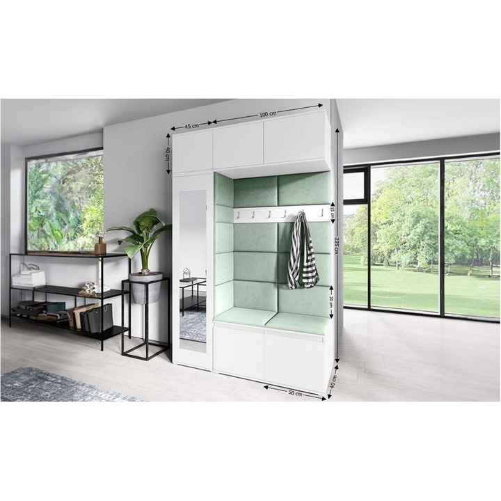 Cuier Hol Max 21 Culoare Verde menta cu Alb 145x225x40 cm