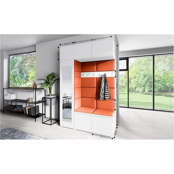 Cuier Hol Max 21 Culoare Bronz cu Alb 145x225x40 cm