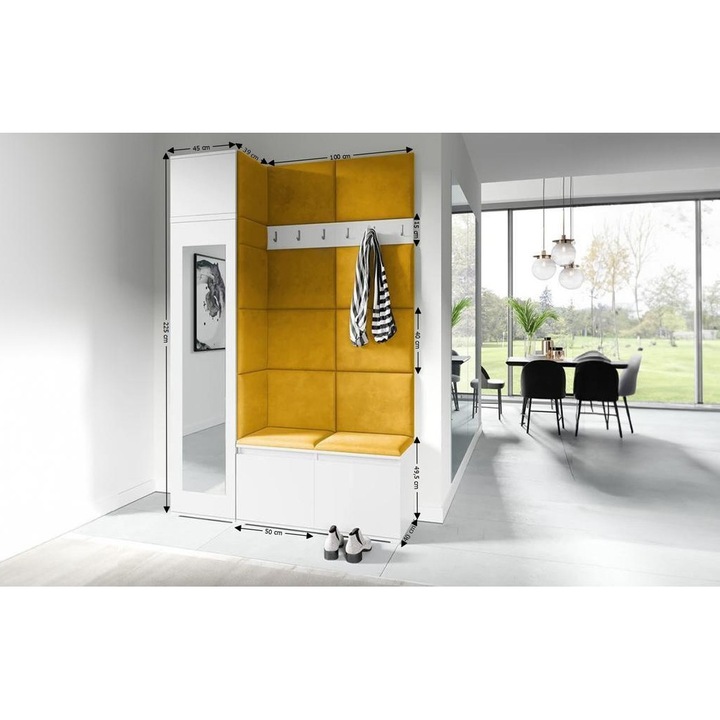 Cuier Hol Max 22 Culoare Galben mustar cu Alb 145x225x40 cm