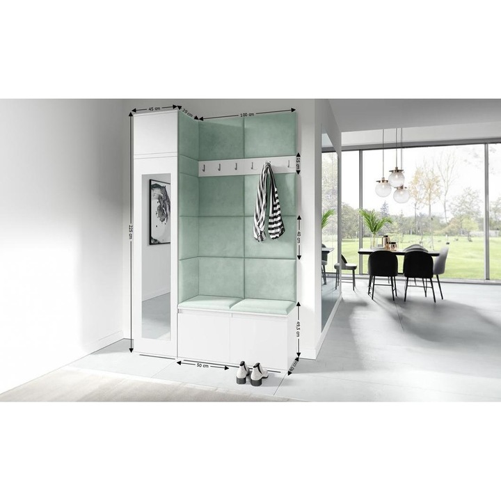 Cuier Hol Max 22 Culoare Verde menta cu Alb 145x225x40 cm